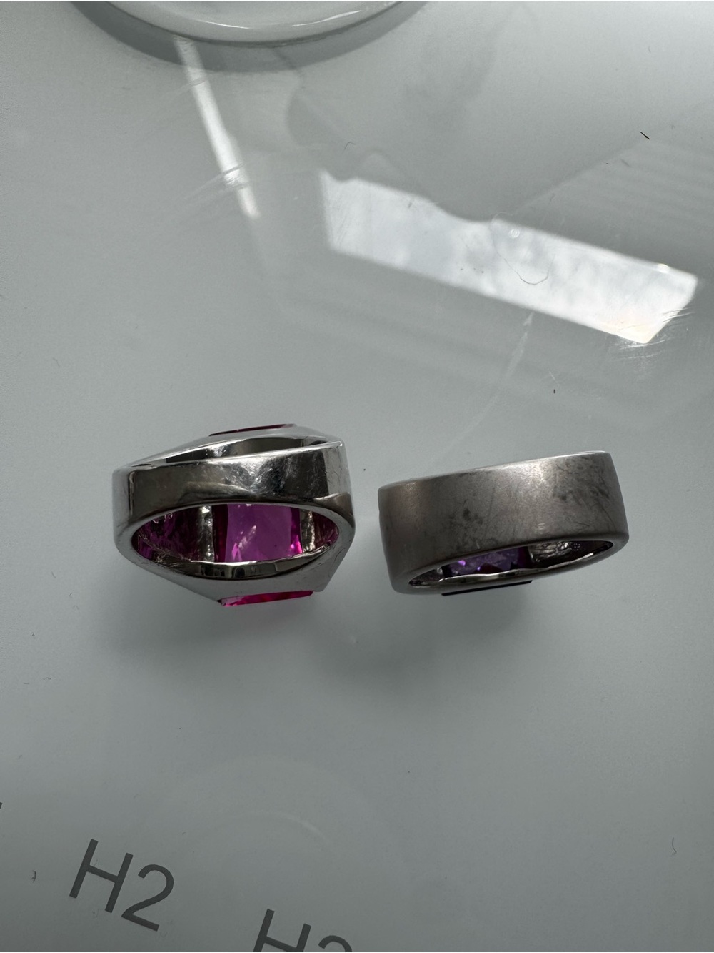 Bold Rectangular Gem Statement Rings - Pink & Purple - Picture 3 of 7